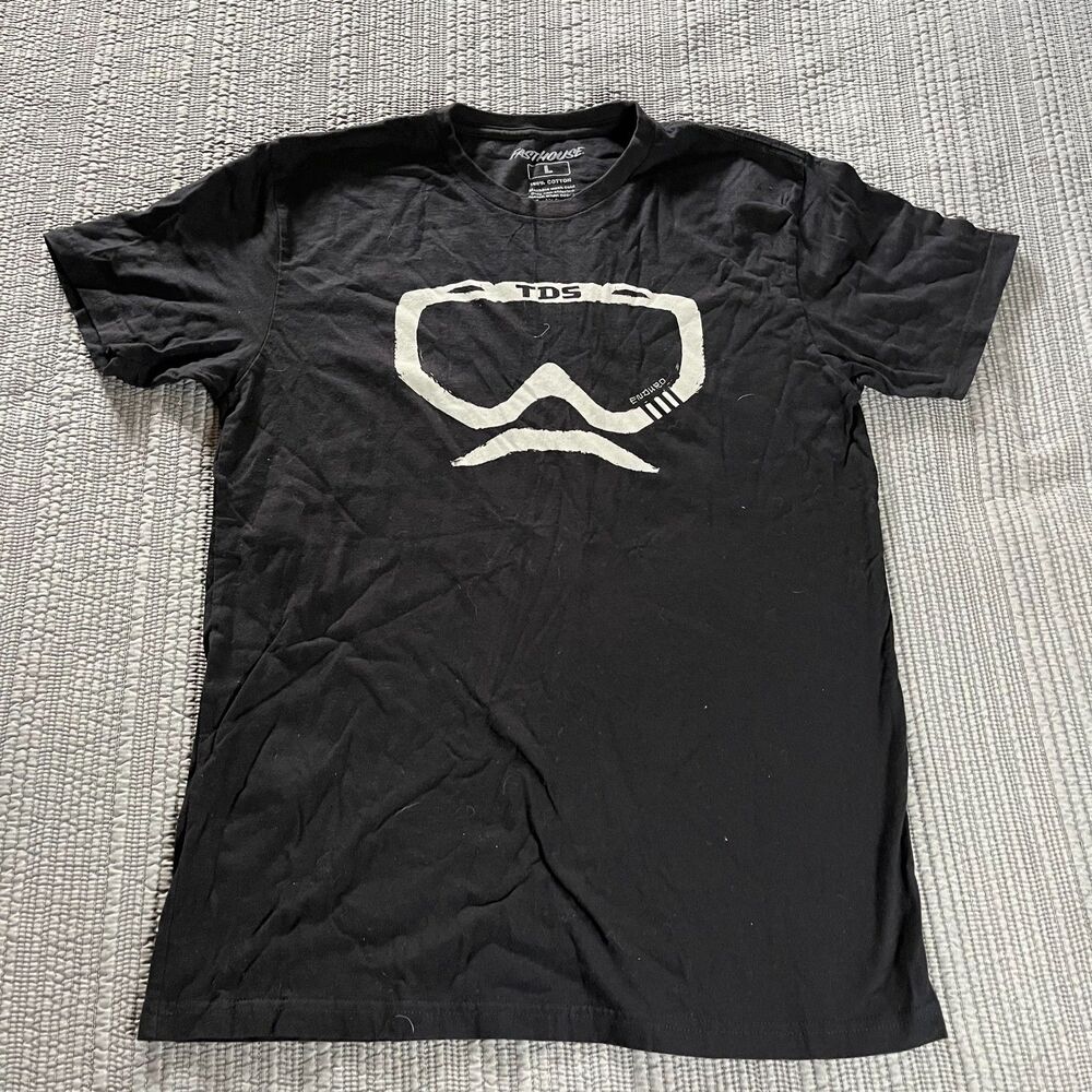 Fasthouse 805 x TDS Enduro T-Shirt Black Large Men’s Goggle Mustache Logo Tee